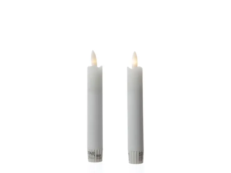 MARELIDA LED Stabkerzen Tafelkerzen Spitzkerzen Echtwachs Rustik Optik H 15cm Weiß 2St