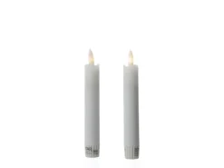 MARELIDA LED Stabkerzen Tafelkerzen Spitzkerzen Echtwachs Rustik Optik H 15cm Weiß 2St