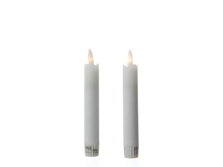 MARELIDA LED Stabkerzen Tafelkerzen Spitzkerzen Echtwachs Rustik Optik H 15cm Weiß 2St