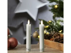 MARELIDA LED Stabkerzen Tafelkerzen Spitzkerzen Echtwachs Rustik Optik H 15cm Weiß 2St