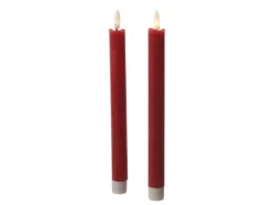 MARELIDA LED Stabkerzen Tafelkerzen Spitzkerzen Echtwachs Rustik Optik H 24,5cm Rot 2St