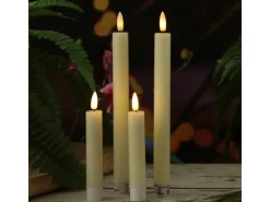 MARELIDA LED Stabkerzen Tafelkerzen Spitzkerzen Echtwachs Rustik Optik H 24cm Creme 2St