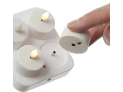 MARELIDA LED Teelichter 4 Stück Mit Ladestation USB Wiederaufladbar D 4cm Flackernd Weiß* Kerzen