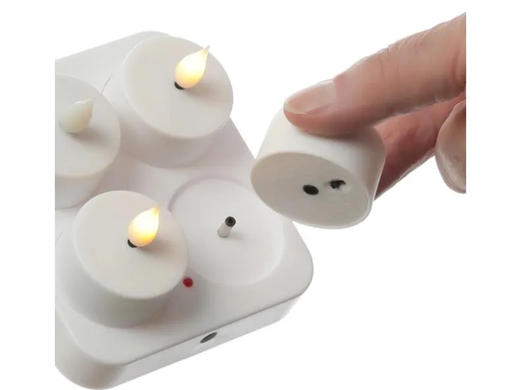 MARELIDA LED Teelichter 4 Stück Mit Ladestation USB Wiederaufladbar D 4cm Flackernd Weiß* Kerzen