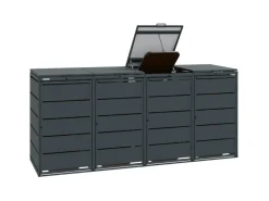 MBOX24 Classic Mülltonnenbox für 4 Mülltonnen (240L) aus Verzinktem Stahl 4er Metall Mülltonnenverkleidung in Anthrazit Robust & Wetterfest* Aufbewahrung