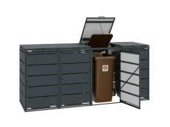 MBOX24 Classic Mülltonnenbox für 4 Mülltonnen (240L) aus Verzinktem Stahl 4er Metall Mülltonnenverkleidung in Anthrazit Robust & Wetterfest* Aufbewahrung