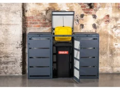 MBOX24 Classic Mülltonnenbox für 4 Mülltonnen (240L) aus Verzinktem Stahl 4er Metall Mülltonnenverkleidung in Anthrazit Robust & Wetterfest* Aufbewahrung