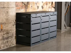 MBOX24 Classic Mülltonnenbox für 3 Mülltonnen (120L) aus Verzinktem Stahl 3er Metall Mülltonnenverkleidung in Anthrazit Robust & Wetterfest* Aufbewahrung