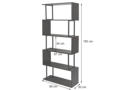 MCW Bücherregal A27 5 Ebenen -Optik Metall Weiß