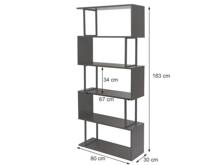 MCW Bücherregal A27 5 Ebenen -Optik Metall Weiß