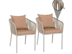 MCW 2er-Set Gartenstuhl N41 Kissen Taupe* Kissenbezüge