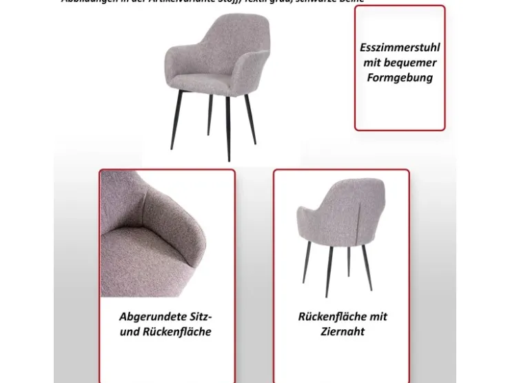 MCW Esszimmerstuhl F18 6er-Set Samt Goldene Beine