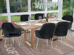 MCW Esszimmerstuhl F18 6er-Set Samt Goldene Beine