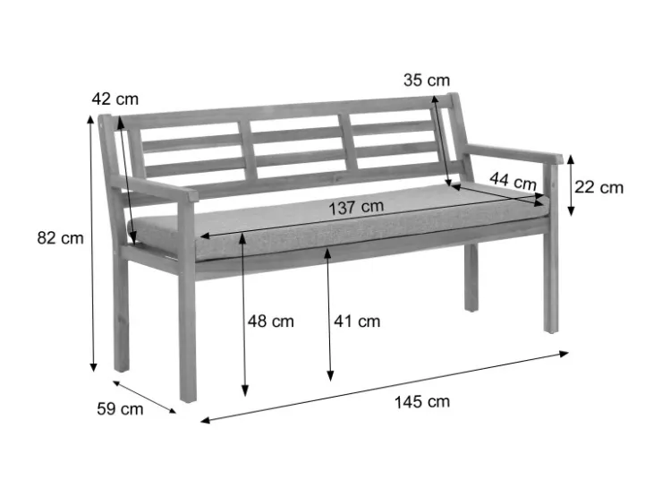 MCW Gartenbank N47 ohne Kissen* Kissen