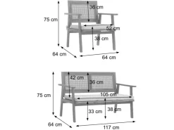 MCW Garten-Garnitur MVG-N46 4-teilig Kissen Creme