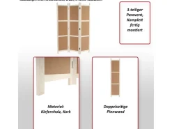 MCW Paravent G52 Braun 4 Panele 166x160cm* Pinnwände