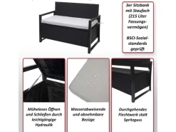 MCW Poly-Rattan 2er Sitzbank F39 -meliert Kissen* Sitzbänke|Kissenbezüge