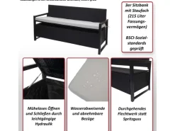 MCW Poly-Rattan 3er Sitzbank F39 Kissen Creme* Kissen|Sitzbänke