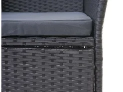 MCW Poly-Rattan Sitzbank mit Tisch E24 Kissen Dunkelgrau
