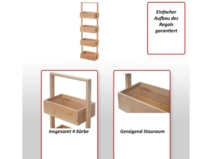 MCW Regal B78 4 Körbe Bambus* Holzregale