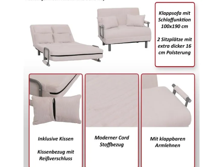 MCW Schlafsessel K29 Stoff Cord 330g/m²* Kissenbezüge|Sofas