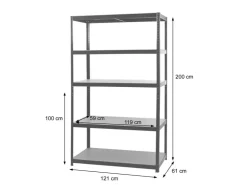 MCW Schwerlastregal E33 Schwarz 200x120x60cm* Schwerlastregal
