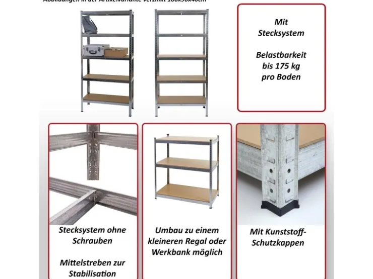 MCW Schwerlastregal E33 Schwarz 200x120x60cm* Schwerlastregal