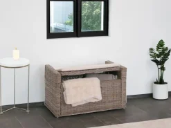 MCW Sitzbank Genua Rattan Staufach Honigfarben* Kissen