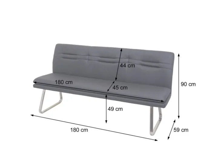 MCW Sitzbank H70 Grau-Braun 180cm