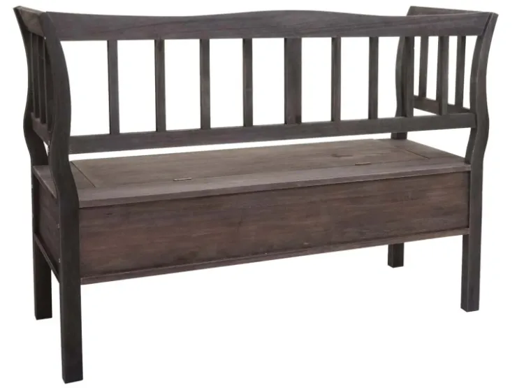 MCW Sitzbank H207 Staufach Shabby-Look Grau-Braun Shabby