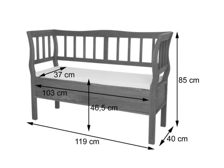 MCW Sitzbank H207 Staufach Shabby-Look Shabby