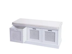 MCW Sitzbank J49 Aufbewahrungsboxen 47x110x40cm Polster Creme-* Sitzbänke