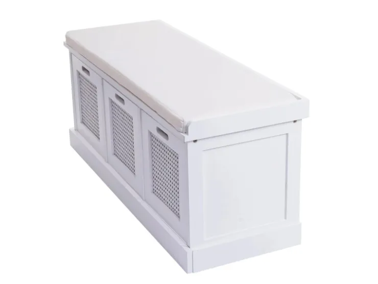 MCW Sitzbank J49 Aufbewahrungsboxen 47x110x40cm Polster Creme-* Sitzbänke