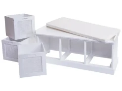 MCW Sitzbank J49 Aufbewahrungsboxen 47x110x40cm Polster Creme-* Sitzbänke