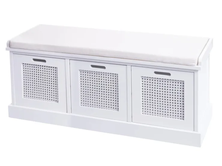MCW Sitzbank J49 Aufbewahrungsboxen 47x110x40cm Polster Creme-* Sitzbänke