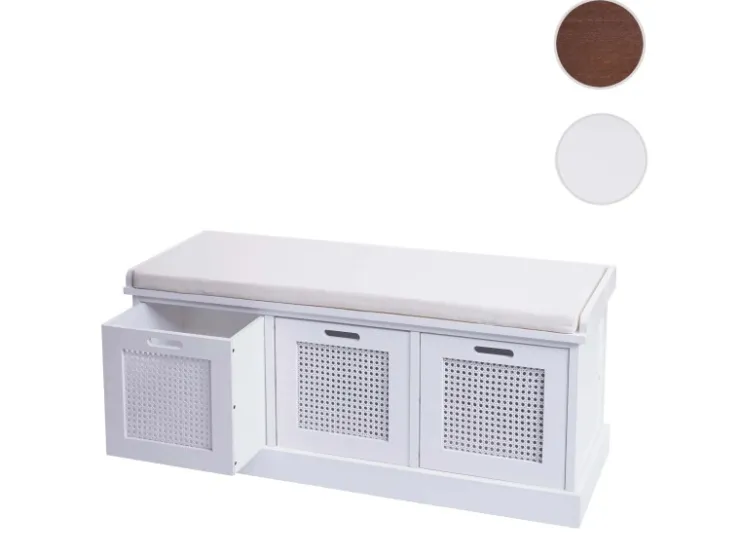 MCW Sitzbank J49 Aufbewahrungsboxen 47x110x40cm Polster Creme-* Sitzbänke