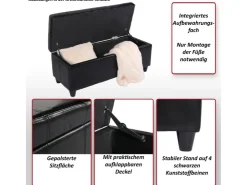 MCW Sitzbank mit Aufbewahrung Arezzo LEDER 112x45x45cm* Aufbewahrung