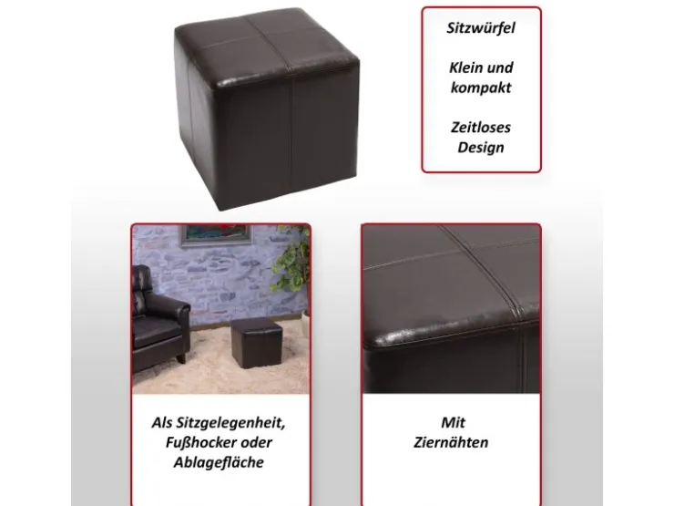 MCW Sitzhocker Carrara Braun 36x36x36cm* Hocker
