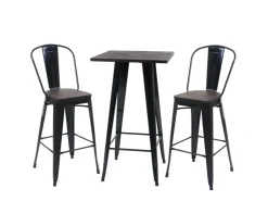 MCW Stehtisch-Set A73 inkl. Holz-Tischplatte Metall 3-teilig Schwarz* Möbelserien