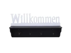 MCW Wandgarderobe D41 Willkommen 4 Haken Schwarz/weiß* Garderoben