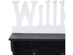 MCW Wandgarderobe D41 Willkommen 4 Haken Schwarz/weiß* Garderoben