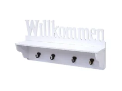 MCW Wandgarderobe D41 Willkommen 4 Haken Weiß* Garderoben