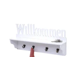 MCW Wandgarderobe D41 Willkommen 4 Haken Weiß* Garderoben