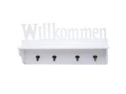 MCW Wandgarderobe D41 Willkommen 4 Haken Weiß* Garderoben