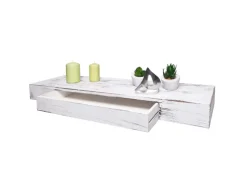 MCW Wandregal H37 Schublade 8x80x25cm Weiß Shabby
