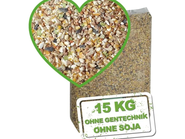 MeineHennen KÖRNER VITAL 15 Kg PREMIUM Hühnerfutter Wachtelfutter mit Muschelschalen Alleinfuttermittel