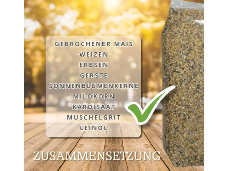 MeineHennen KÖRNER VITAL 15 Kg PREMIUM Hühnerfutter Wachtelfutter mit Muschelschalen Alleinfuttermittel