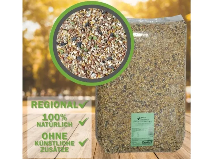 MeineHennen KÖRNER VITAL EXZELLENT 30 Kg PREMIUM Hühnerfutter Wachtelfutter mit Muschelschalen Buchweizen und Hirse* Kleintierbedarf