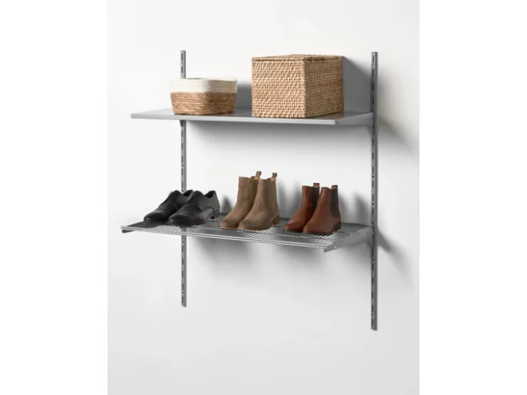 Metall-Drahtboden-Set 25,5 cm x 80,5 cm Weiß-Alu* Metallregale|Regal Weiß