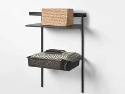 Metall-Drahtgitterkorb 12 cm x 39 cm x 60 cm Schwarz-Matt* Regale Schwarz